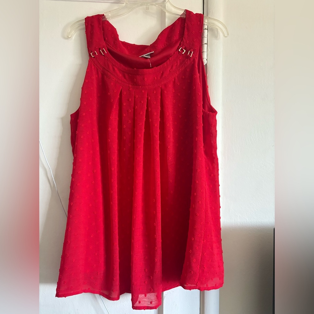 Roz & Ali Vibrant Red Sleeveless Blouse